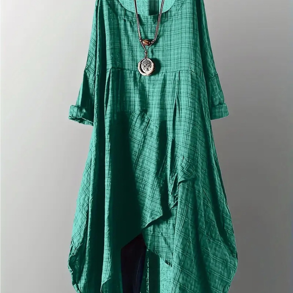 New Green Dress Rayon & Linen Fits Large - XL